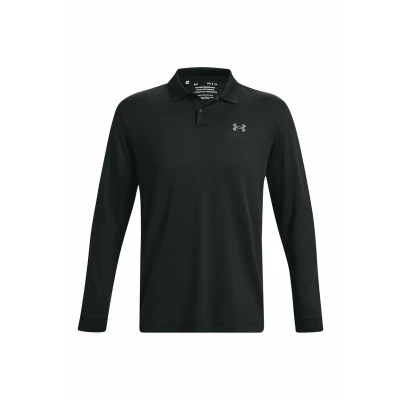 Image of Under Armour Mens Perf Long Sleeve Polo Shirt Black/Grey M