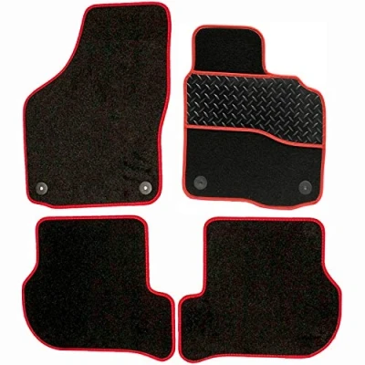 Image of Sakura WW8228RD Carpet Floor Mat, Red Trim