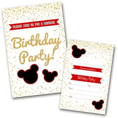 Image of Mickey Birthday Invitations Pack &amp; Envelopes (WRITE ON G) Click customize for prices