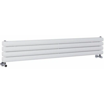 Image of Milano Aruba White Horizontal Double Oval Panel Radiator 236mm x 1400mm