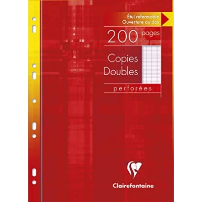 Image of Clairefontaine Ref 4711C Multi Punched Double Sheet (Pack of 100 Sheets) A4 Sized, Séyès Rulings, 90gsm White Brushed Vellum Paper, Resealable Pack