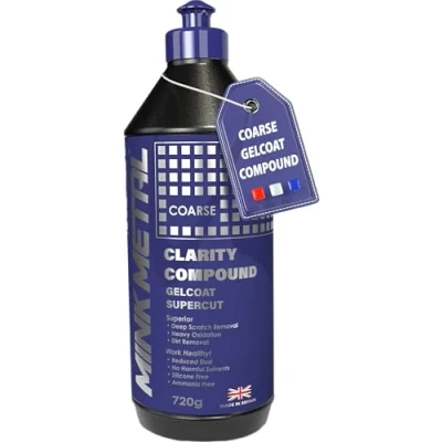 Image of MINK METAL Clarity Compound, Coarse Polishing &amp; Cutting 720g, Polish for Gelcoat, Plastic, Headlight, Epoxy Resin, Scratch Restorer Swirl Repair, Marine, Boat, Motorhome, Caravan.