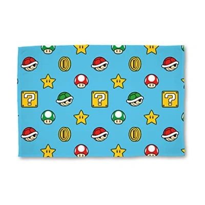 Image of Character World Nintendo Officially Licensed Super Mario Fleece Blanket Soft Warm Throw, Continue Gaming Design Brands Perfect For The Bedroom, Camping &amp; Sleepovers