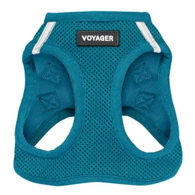 Image of Voyager Step in Air Dog Harness All Weather Mesh, Reflective, No Pull for Small, Medium Dogs, Cats Secure with Hook &amp; Loop Fastener, Buckle, Double D Rings Turquoise, S