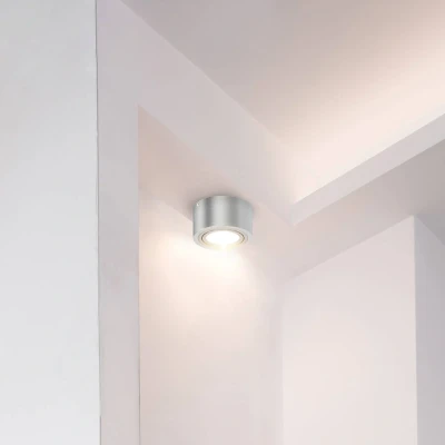 Image of Briloner Leuchten LED Surface Mounted Ceiling Light 5 W Reflector Swivelling 470 Lumen 3, 000 Kelvin Silver Diameter 9 cm