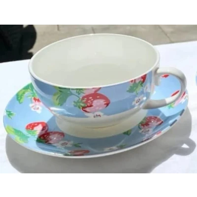 Image of Cath Kidston Queen&#039;s China Strawberry Cup and Saucer