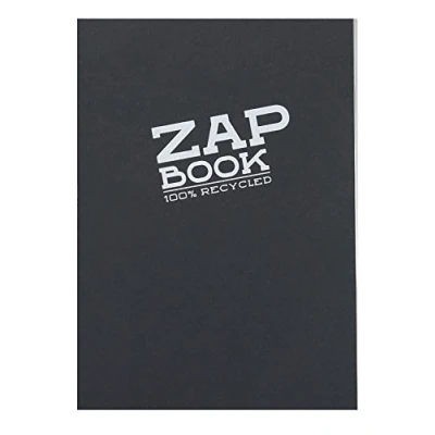 Image of Clairefontaine Ref 3364C Zap Book Recycled Glued Sketch (160 Pages) A5 (148 x 210mm), 80gsm Paper, Acid Free, pH Neutral Black Cover