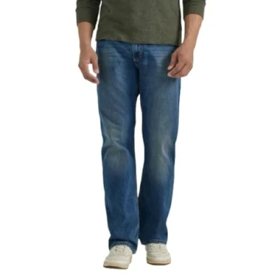 Image of Wrangler Authentics Men&#039;s Relaxed Fit Boot Cut Jeans, Medium Indigo, 40W x 30L