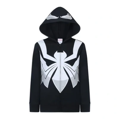 Image of Marvel Venom Spider Man Boys Zip Up Hooded Sweatshirt for Toddlers, Little and Big Kids Black