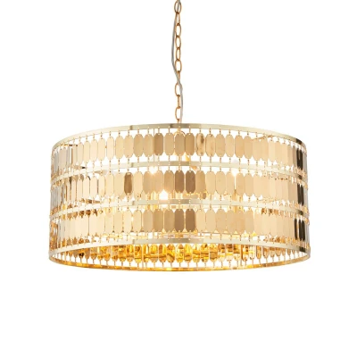 Image of Eldora 5 Light Round Ceiling Pendant Gold Effect Plate, E14