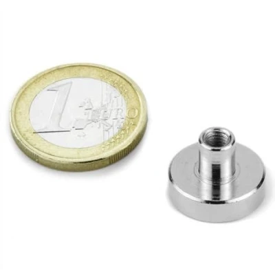 Image of 5 x Neodymium NdFeB Pot Magnets Ø 16 mm with Threaded Hole M4 holds 9,5 kg pieces
