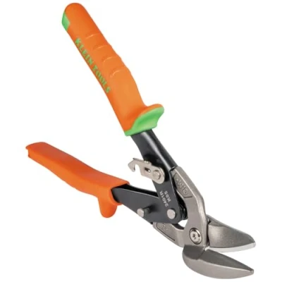 Image of Klein Tools 2401R Right Cutting Offset Snips, Aviation Tin Snips with Forged Blade for Precision Sheet Metal