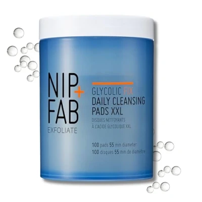 Image of Nip+Fab Glycolic Acid Fix Daily Cleansing Pads for Face with Hyaluronic Witch Hazel Exfoliating Resurfacing AHA Facial Cleanser Pad 100 XXL Vegan &amp; Cruelty Free