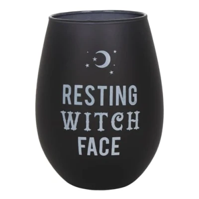 Image of Spirit of Equinox Resting Witch Face Stemless Wine Glass