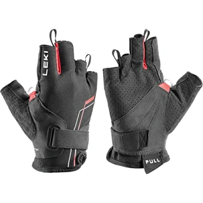 Image of LEKI Nordic Breeze Shark Short Gloves, Black Red White, EU 10