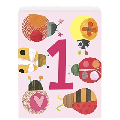 Image of Unique Party 73333 Paper Ladybug 1st Birthday Bags, Pack of 8