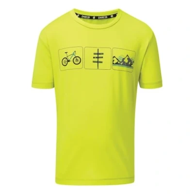 Image of Dare 2b Rightful&#039; Printed Quick Drying Flat Locked Seams Reflective Detail Casual T Shirt Shirts/Polos/Vests Lime Punch, 9 10