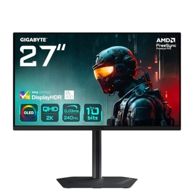 Image of Gigabyte MO27Q2 27&quot; OLED QHD Gaming Monitor 2560 x 1440, 240Hz, 0.03ms, 250 cd/m², Display HDR True Black 400, HDMI 2.1, Displayport 1.4