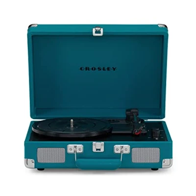 Image of Crosley Cruiser Deluxe Portable Turntable Bluetooth Record Player, 3 Speed Suitcase Vinyl Home Turntables for Records, Built in Stereo Speakers &amp; Receiver, AUX Input, Teal