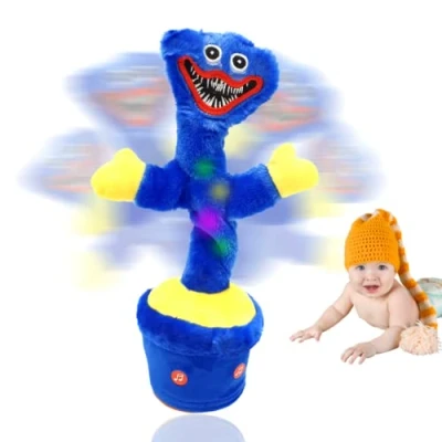 Image of Huggy Wuggy with Electronic Movement, Lights and Songs, Dancing Horror Plush Toy for Learning Languages Rhythm Kids Adults (AA Batteries NOT INLCUID)