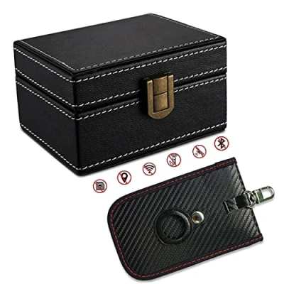 Image of FOVNOT Faraday Box for Car Keys, Pouch Keys Key Signal Blocking Anti Theft Fob Protector RFID with Airtag Cover Blocker