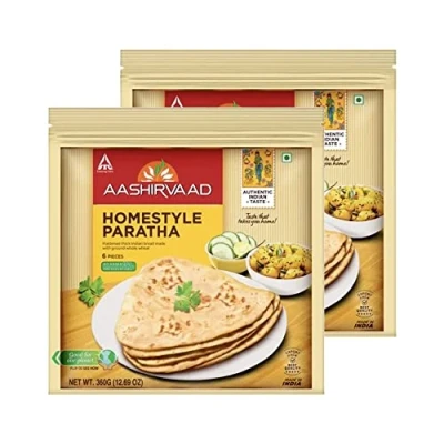 Image of Aashirvaad Homestyle Paratha 360G Flat Bread Dish Breakfast Food Ready to Eat 100% Fresh Indian Origin (Pack of 2)
