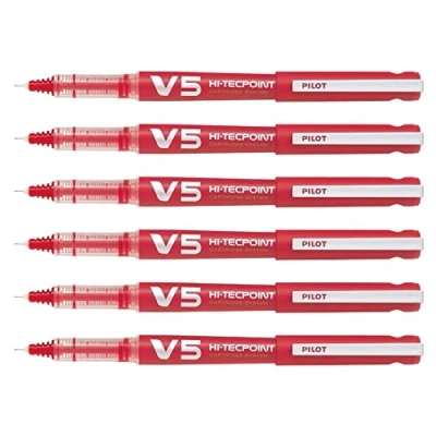 Image of PILOT V5 Grip Liquid Ink Rollerball Pen Refillable Begreen Fine Tip Red
