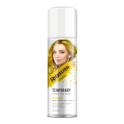 Image of hair colour spray 125ml temporary made in UK ultimate coloured wash out kids &amp; adults (Yellow)