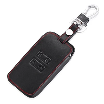 Image of Happyit Leather Car Remote Key Cover Cases Keychain for Renault Kadjar 4 Buttons Skin Protector Accessories (red)