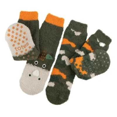 Image of Boys and Girls 2 Pair Totes Super Soft Slipper Socks Dinosaur 4 6 Years
