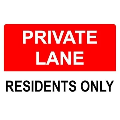 Image of Private lane residents only prohibition sign 3mm Aluminium (300mm x 200mm)