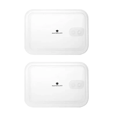 Image of MasterClass All in One 2 Replacement Lids for Large 1300ml, 2000ml &amp; 2700ml Stainless Steel Containers, Airtight and Leakproof Silicone Seals