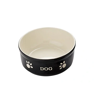 Image of Nobby Pet &#039;Dog&#039; Ceramic Bowl Black 460ml 6.1in