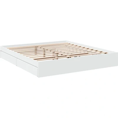 Image of vidaXL Bed Frame with Drawers without Mattress White 200x200 cm