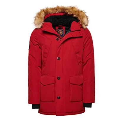 Image of Superdry Mens Vintage Everest Parka A4 Padded, deep red, M