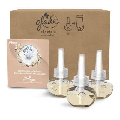 Image of Glade (Brise) Electric Scented Oil Refill, Room Fragrance with Oil, Romantic Vanilla Blossom, Pack of 3 (3 x 20 ml)