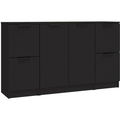 Image of vidaXL Sideboards 3 pcs Black Engineered Wood