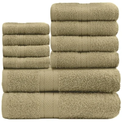 Image of GC GAVENO CAVAILIA Soft Towels 10 Piece Bathroom Bale Set Premium Quality Water Absorbent Towel, 4 Face Hand 2 Bath 450 GSM Washable Set, Mocha