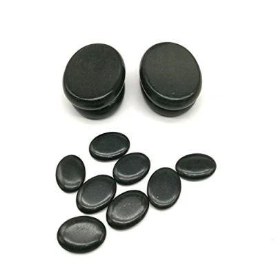 Image of Windfulogo 12Pcs Hot Massage Stones Set Natural Lava Basalt Heated Warmer Stone for Spa Black