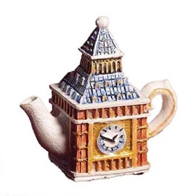 Image of Melody Jane Dolls House Big Ben Clock Tower Teapot Miniature Kitchen Dining Accessory 1:12