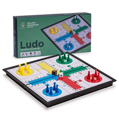 Image of Yellow Mountain Imports Ludo Magnetic Folding Travel Board Game Set 25 centimeters Portable Classic Strategy