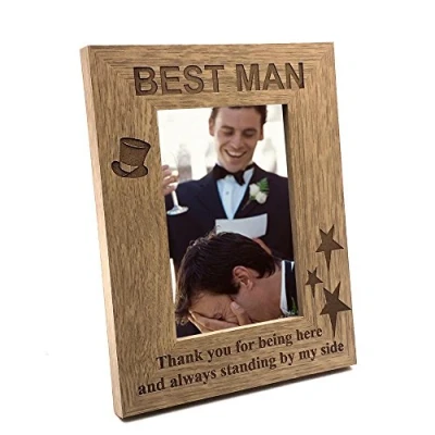 Image of ukgiftstoreonline Best Man Gift Wooden Photo Frame (4 x 6 Inch)