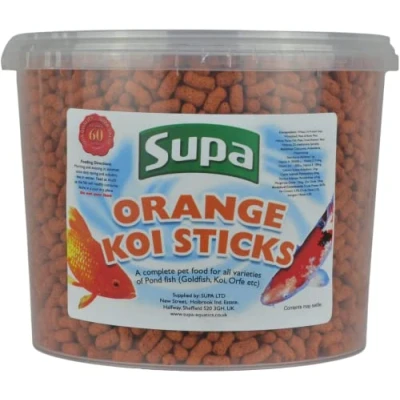 Image of Supa Koi Orange Pond Sticks Fish Food 3 Litre Bucket Premium Quality Offering A Nutritionally Balanced Diet Contains Spirulina Which Enhances The Colour Of Your