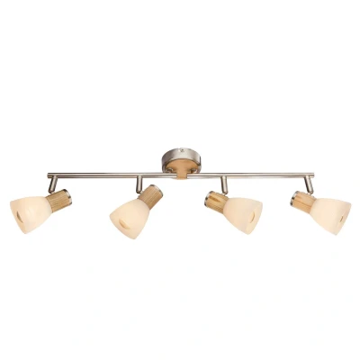 Image of Gylfi Ceiling Spotlight Bar Nickel Matt Opal Glass Shade 4x E14