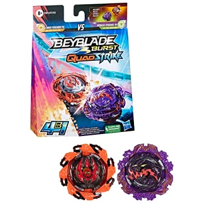 Image of Beyblade Burst QuadStrike Dual Pack, Ambush Nyddhog N8 &amp; Chain Poseidon P8 Competition Spinning Top
