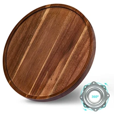 Image of ANBOXIT Lazy Susan Cupboard Organiser, 30cm Wooden Turntable, Acacia Wood Kitchen Rotating Spice Rack (1 Pack)
