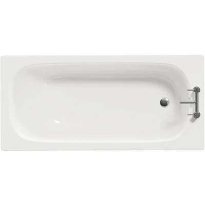 Image of Wholesale Domestic Cassia 1500mm x 700mm Straight Single Ended Steel Bath with 2 Tap Holes including Legs