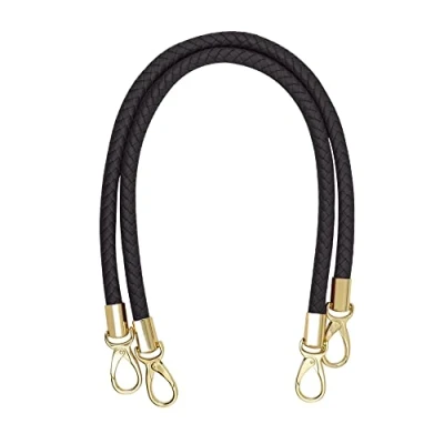 Image of besbomig 2 Pcs Replacement Bag Strap Handle 60cm/23.6inch PU Braided with Metal Hook Universal Handbag Accessories,Dark Brown
