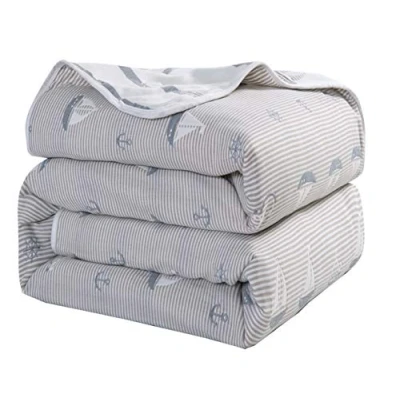 Image of Hayisugar Throws Blankets Fleece Double/Twin Size 100% Pure Cotton Super Soft Fluffy Bed Warm Blanket for Sofa Bedspread, Sailing, 120 x 150cm