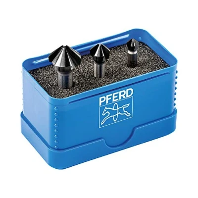 Image of PFERD HSS Cone/Deburring Countersink Set, 3 Pieces, 90, Diameter 6.3 16.5 mm, DIN 335 C, HICOAT 25202158 for Countersinking 90 Screws